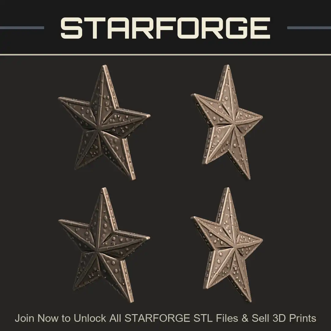 Barnacled Encrusted Nautical Compass Star Starfish Sunken Treasure Metallic Relief - 4 View Render
