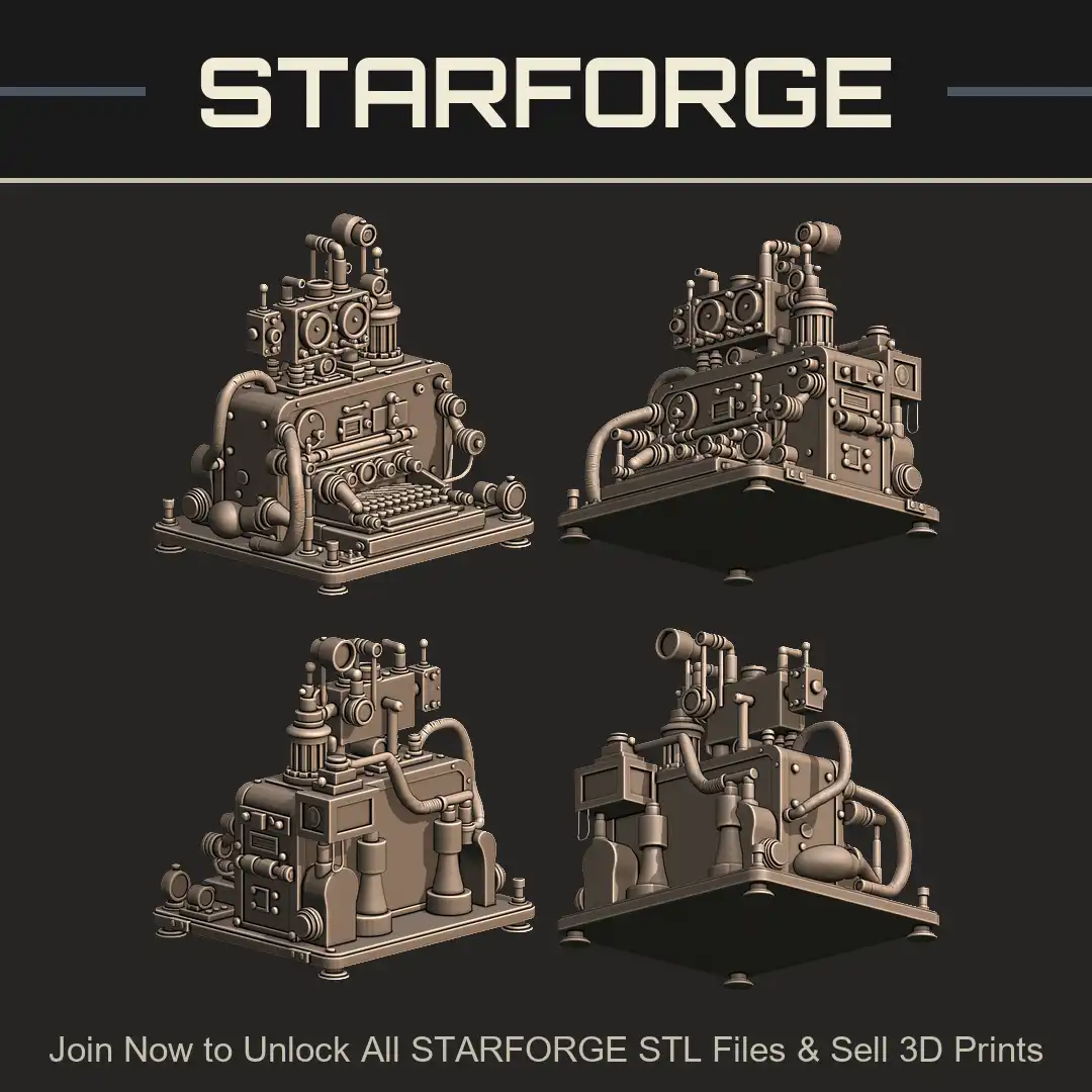 Dieselpunk Steampunk Industrial Typewriter Terminal Console Gauges Dials Pipes Levers - 4 View Render