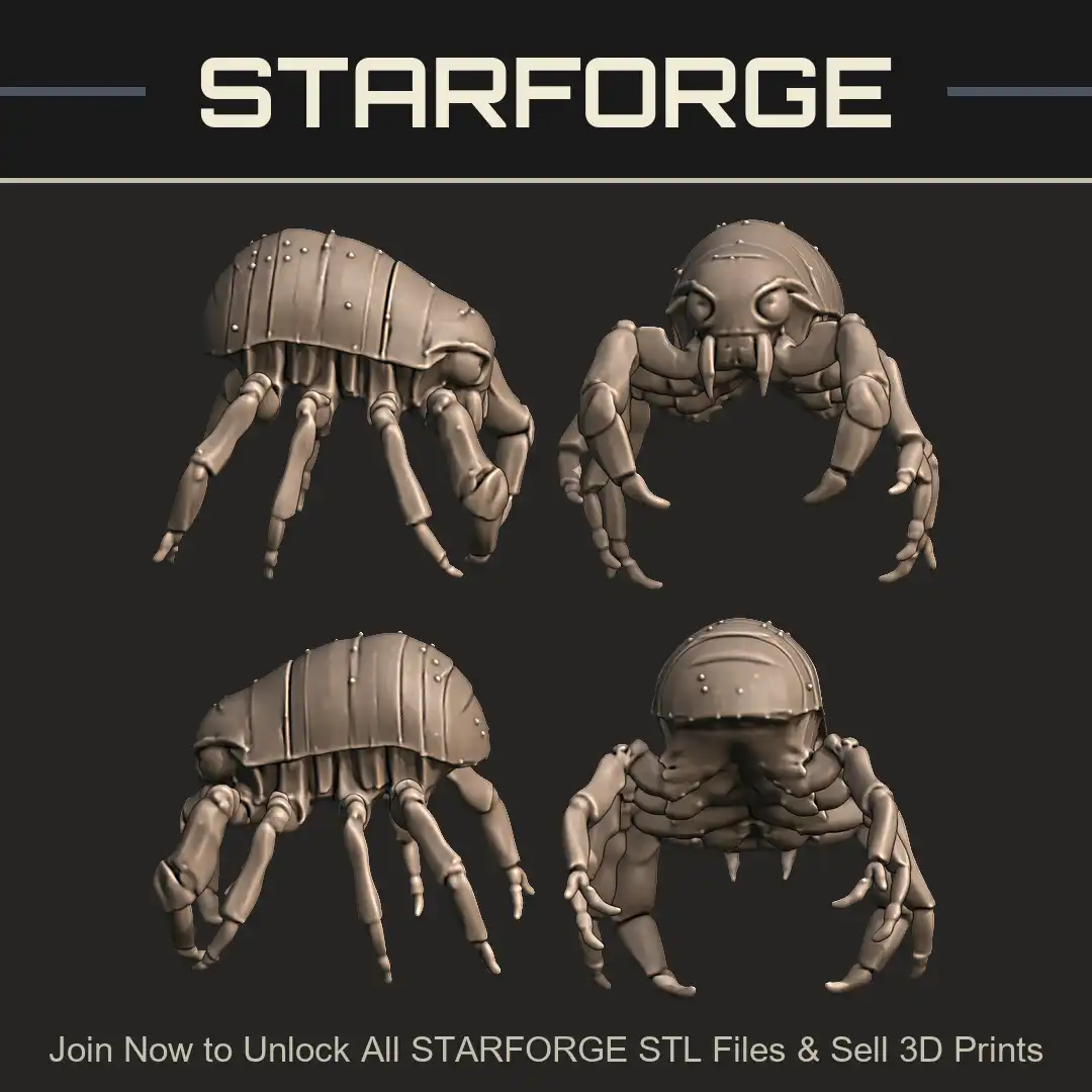 Giant Armored Isopod Woodlouse Pill Bug Trilobite Segmented Shell Mandibles Jaws - 4 View Render