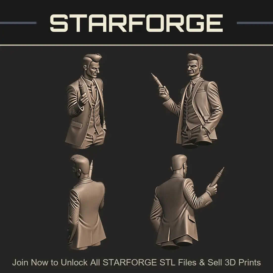 Smirking Male Suit Blazer Waistcoat Vest Tie Pompadour Quiff Pocket Square Gadget - 4 View Render