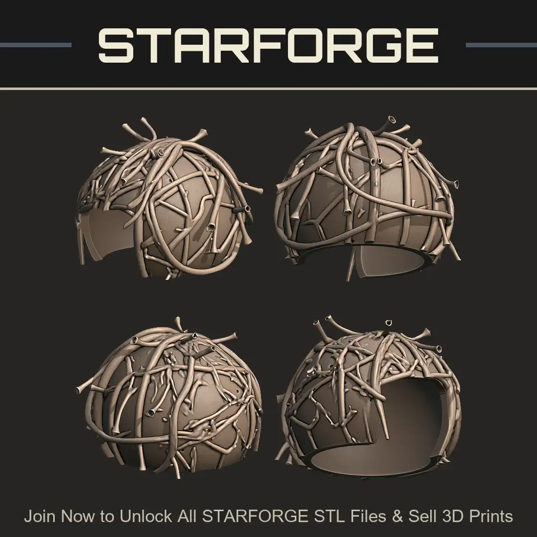 Tribal Shaman Bone Mask Druid Vine Headpiece Skeletal Root Helmet Overgrown Witch - 4 View Render