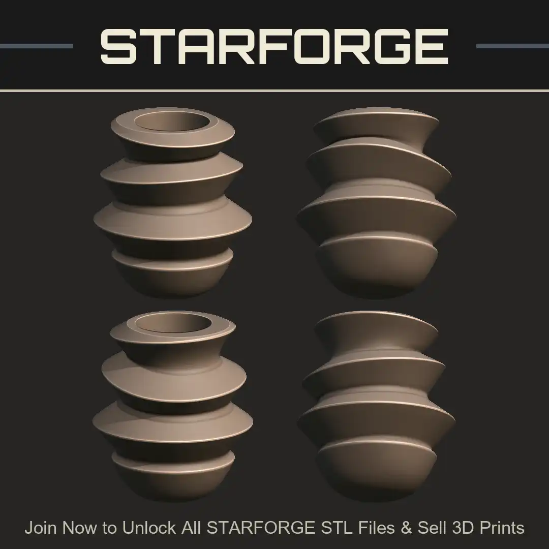 Twisted Spiral Tiered Layered Abstract Modern Sculptural Geometric Vase Planter Pot - 4 View Render