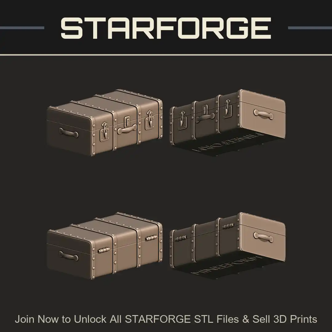 Vintage Domed Steamer Trunk Riveted Leather Chest Studded Travel Luggage Latch Lock - 4 View Render