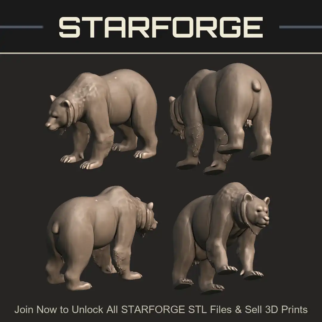 Walking Grizzly Brown Bear Kodiak Prowling Muscular Shoulder Hump Cave Predator - 4 View Render