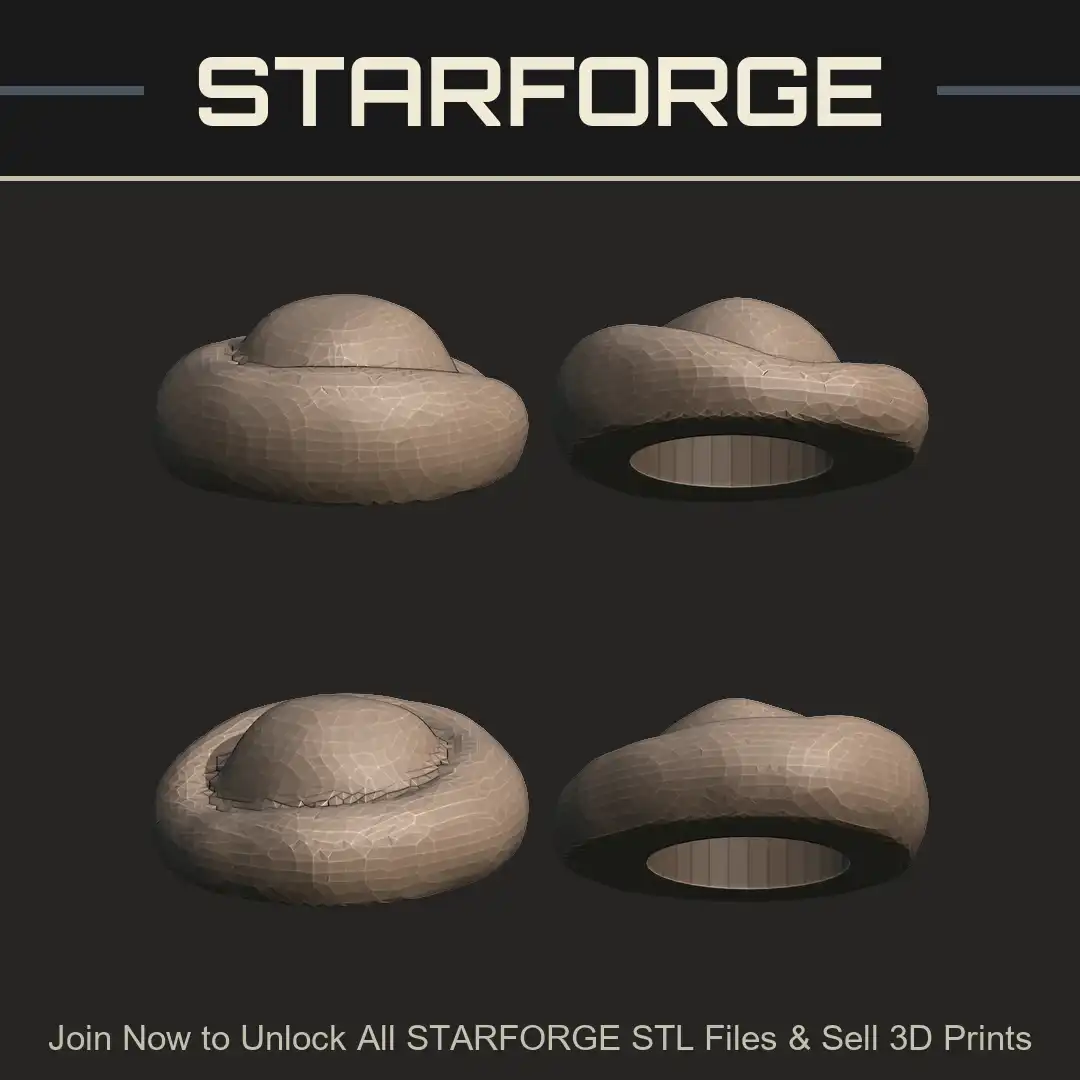 Warty Head Ridged Finned Tail Gilled Tadpole Floating Halo Ring Aquatic Alien Larva - 4 View Render