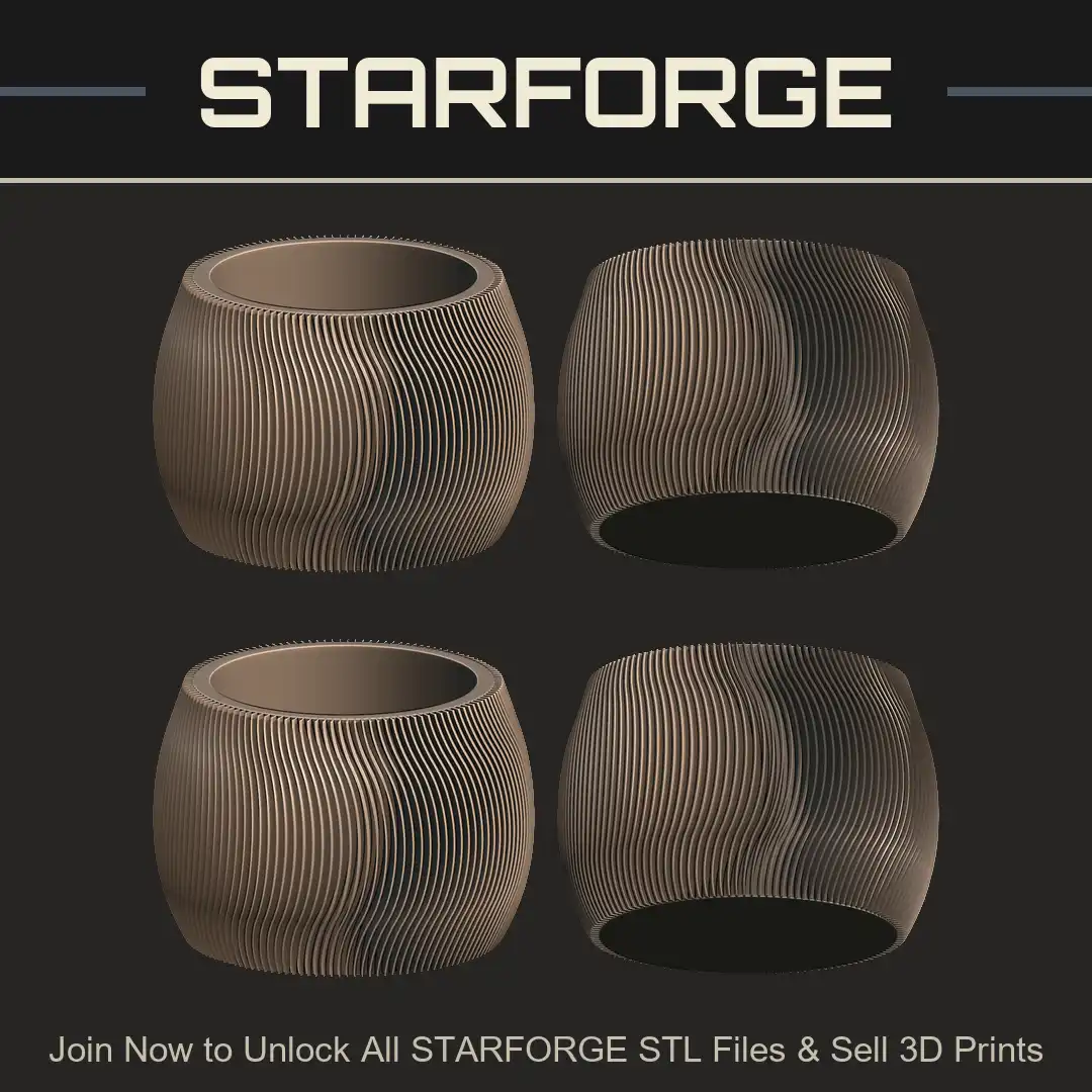 Wavy Ribbed Planter Modern Geometric Succulent Pot Organic Parametric Round Vase Bowl - 4 View Render