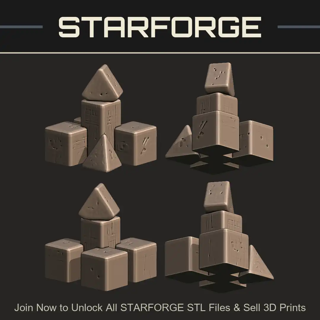 Weathered Pitted Stone Altar Ancient Monolith Pillar Blocks Triangular Pyramid Ruins Shrine - 4 View Render