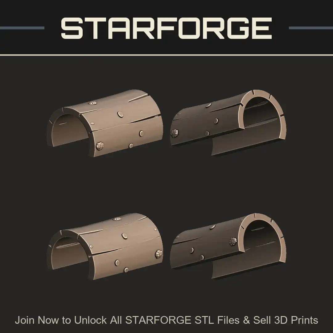 Weathered Wood Timber Arch Tunnel Support Segmented Plank Studded Mine Sewer Culvert - 4 View Render