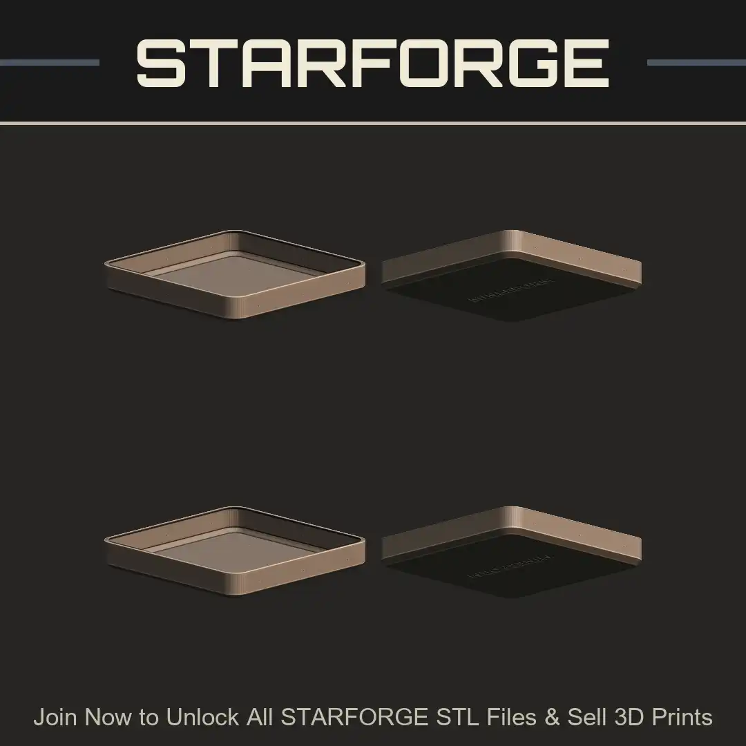 Wineform Square Shallow Box Case Rounded Corners Ribbed Texture Embossed Lid Tray - 4 View Render