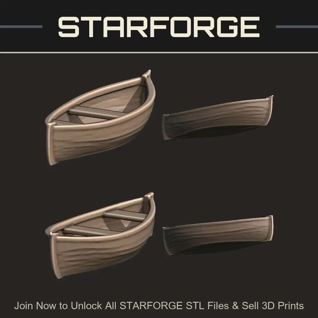 Wooden Canoe Rowboat Lapstrake Clinker Boat Double Ended Skiff Fishing Lake Bench - 4 View Render