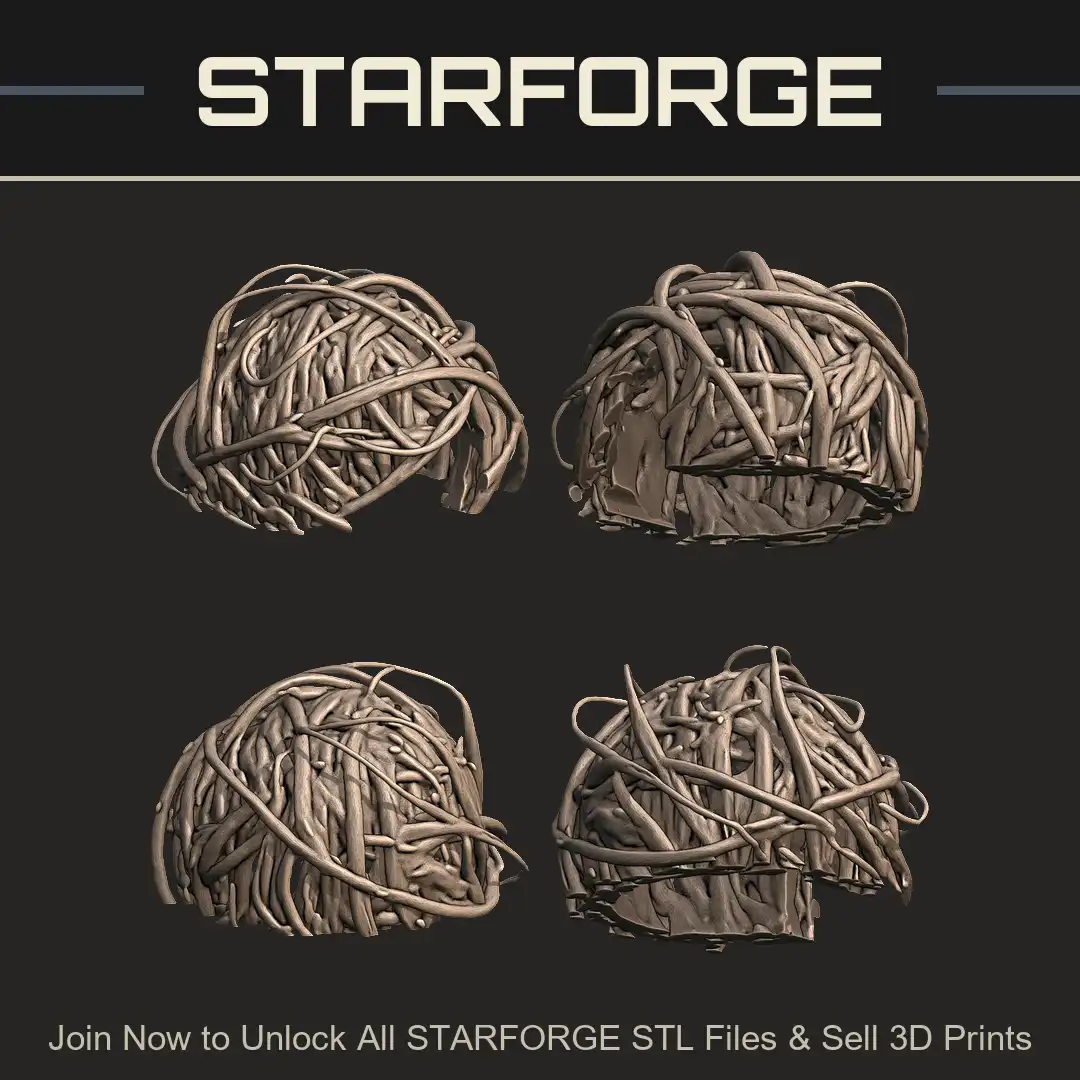 Woven Vine Root Hut Shelter Primitive Forest Nest Lair Dome Wicker Briar Thicket Bramble Structure - 4 View Render