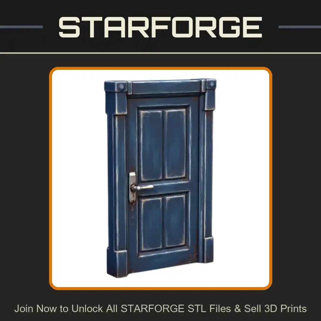 1_24 Scale Miniature Wooden Door with Handle - 3D Printable STL File