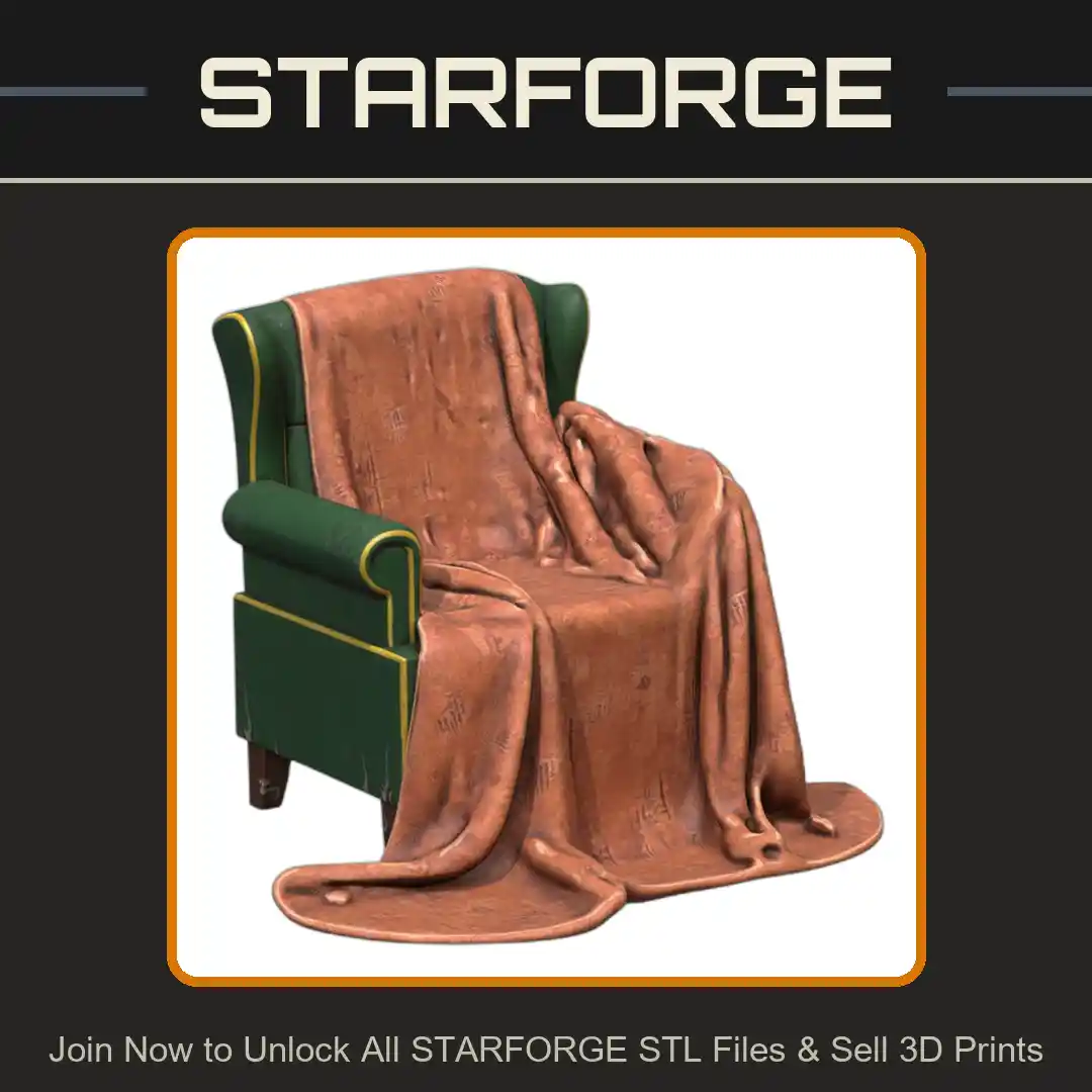 1/24 Scale Model Cozy Armchair with Draped Blanket - 3D Printable STL File