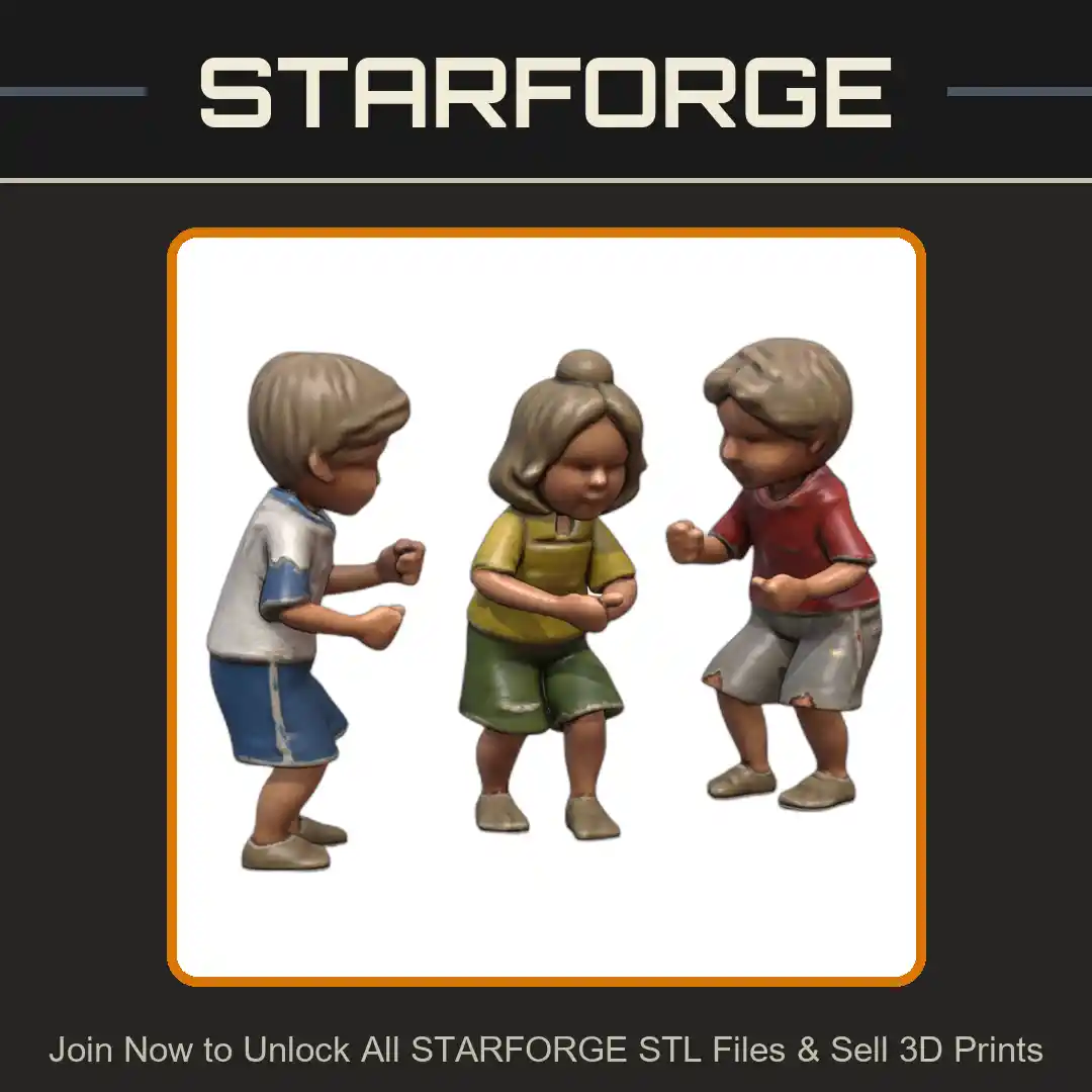 1_24 Scale Model Playing Children Figurine Set - 3D Printable STL File