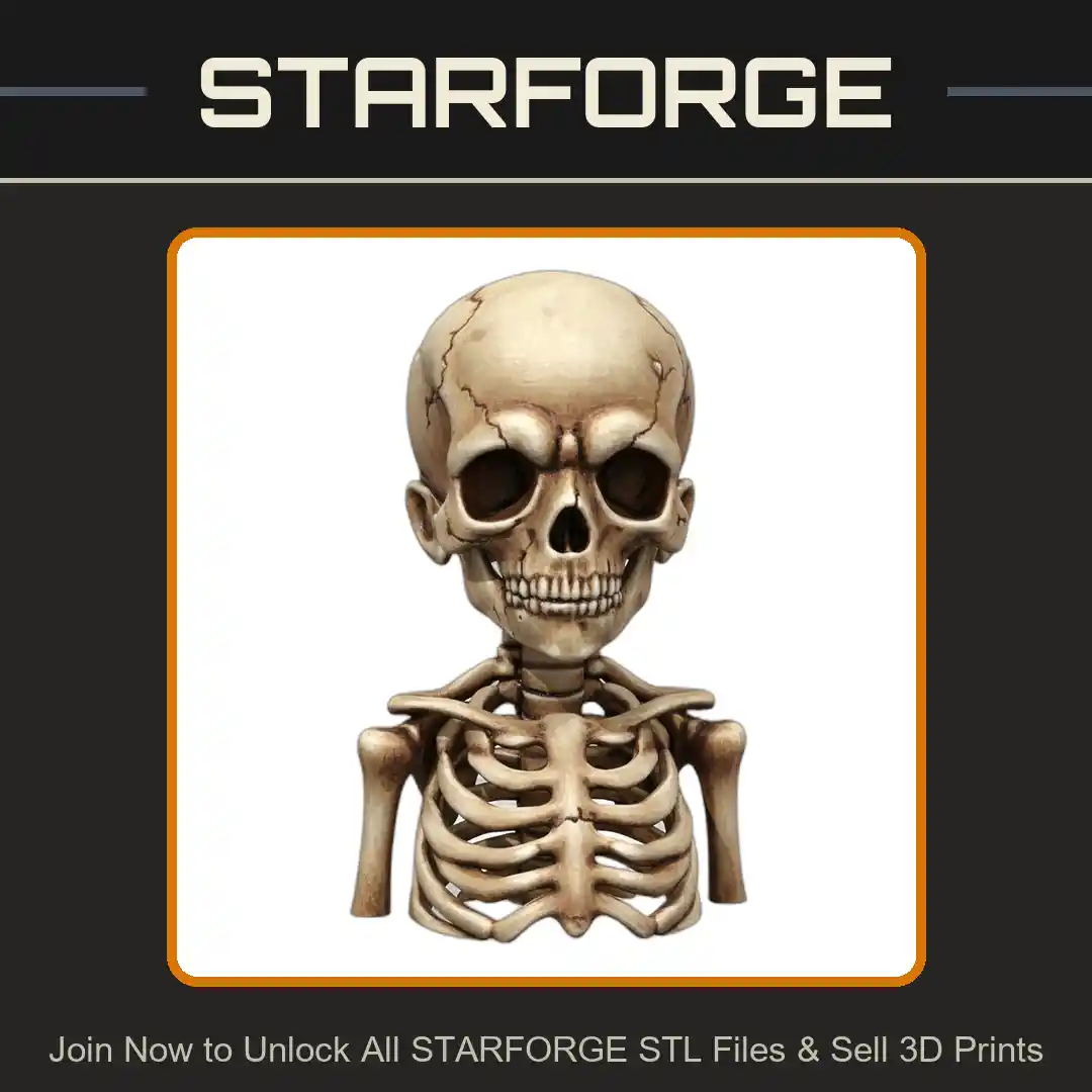 1_4 Scale Spooky Skeleton Kid Bust Sculpture - 3D Printable STL File