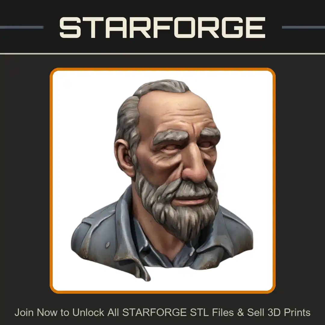 1_4 Scale Wise Old Man Character Bust Collectible - 3D Printable STL File