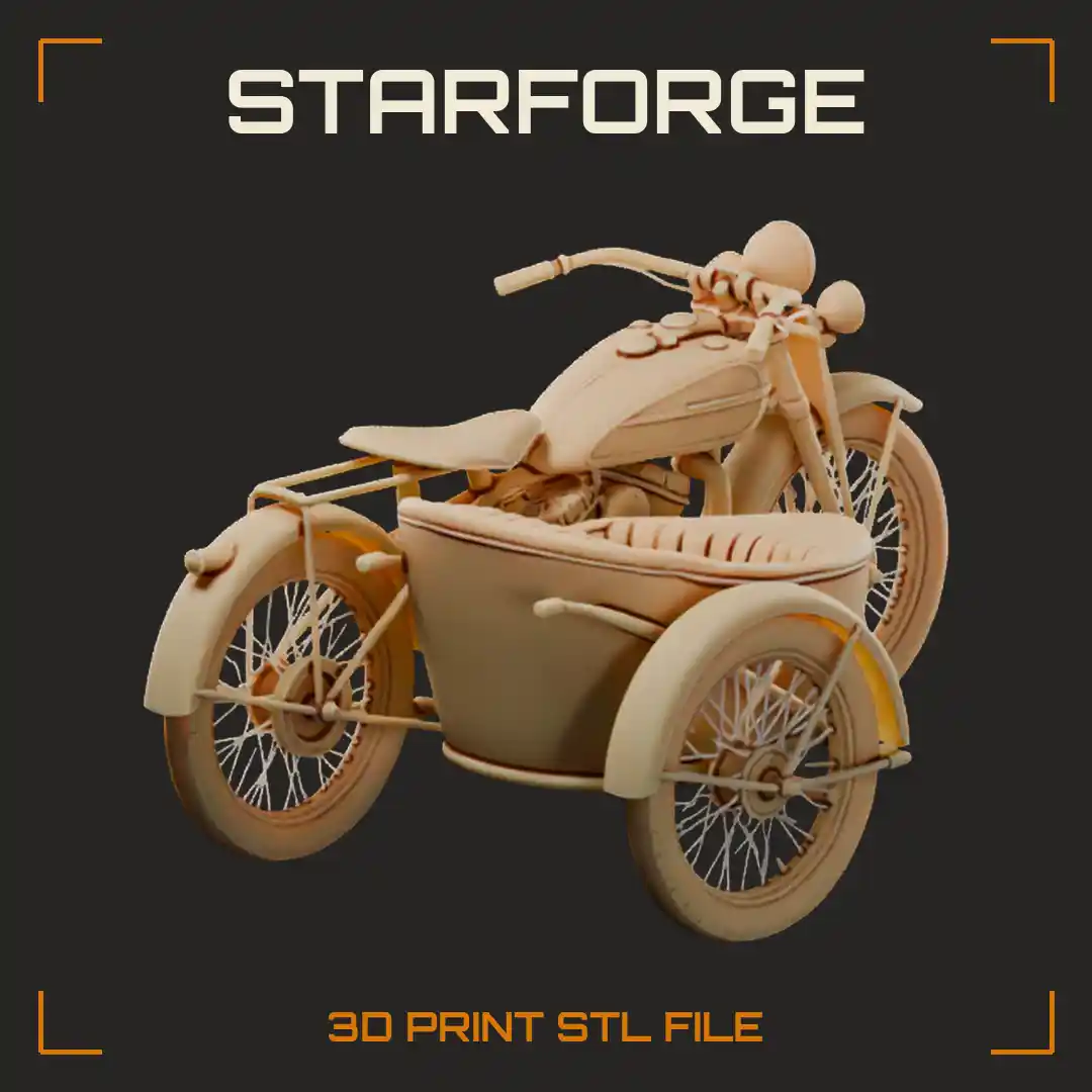 1920s Motorcycle with Wicker Sidecar Flat Tank Leaf Fork and Beaded Edge Tires