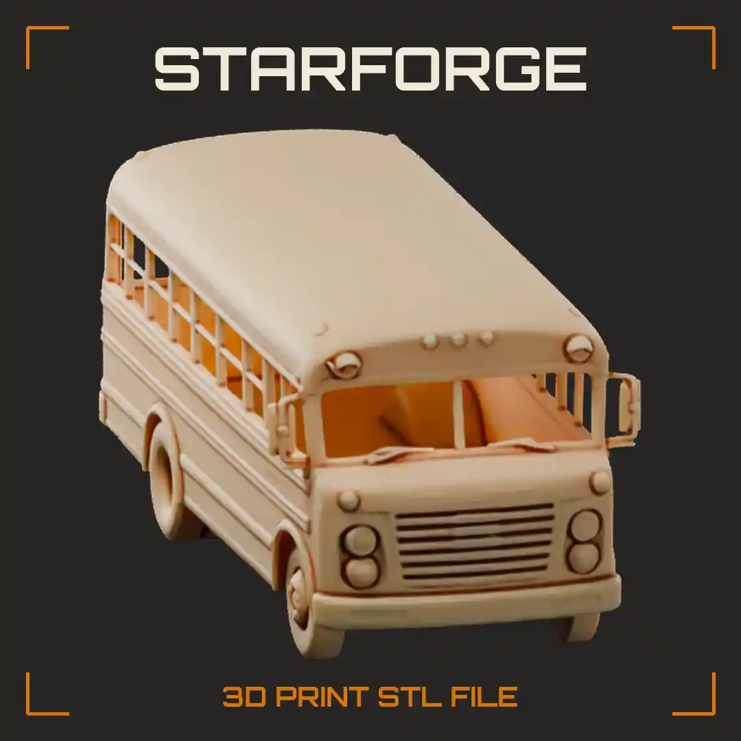 1950s School Bus With Flat Front Entry Door Stop Arm And Long Window Row