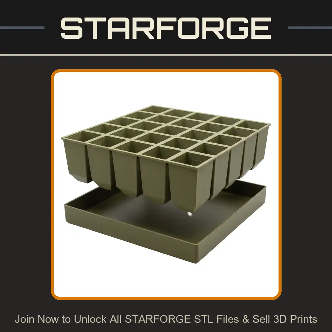 25 Cell Seedling Starter Tray 5x5 Grid Tapered Square Planter Nursery Propagation Drip Tray - View 1 of 3