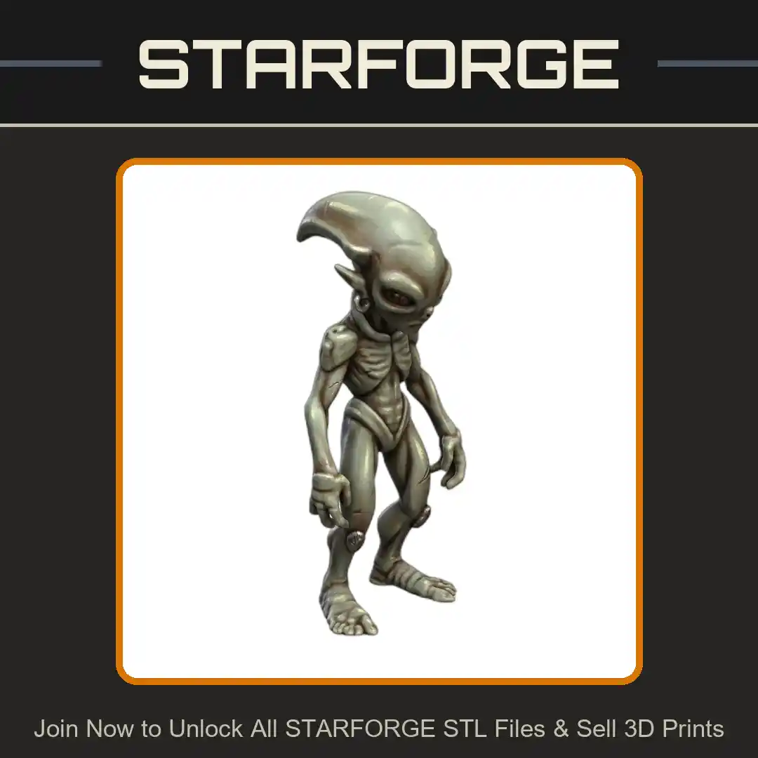 28mm Alien Creature with Oversized Head and Muscular Build Sci Fi Miniature - 3D Printable STL File