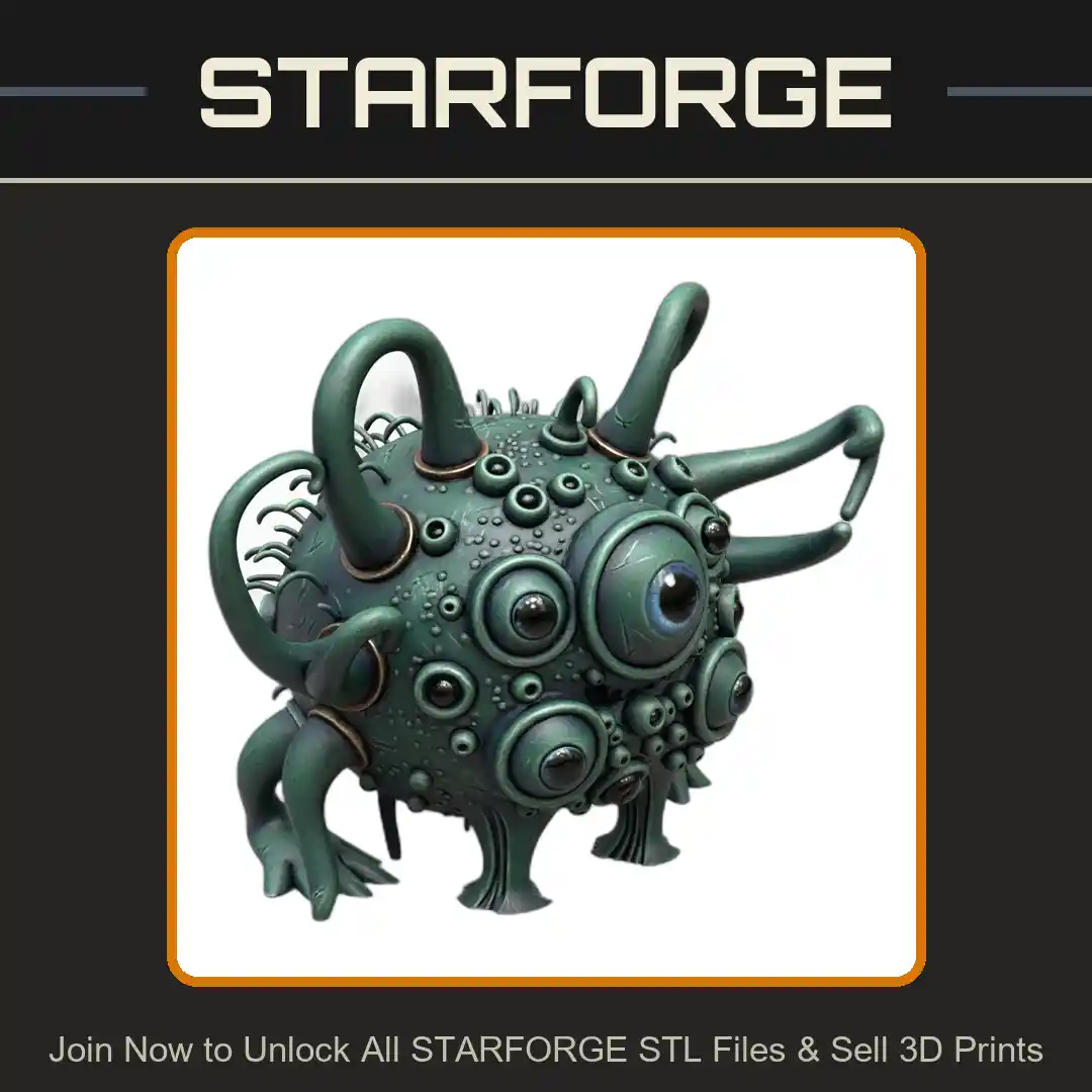 28mm Alien Creature with Tentacles and Multiple Eyes - 3D Printable STL File