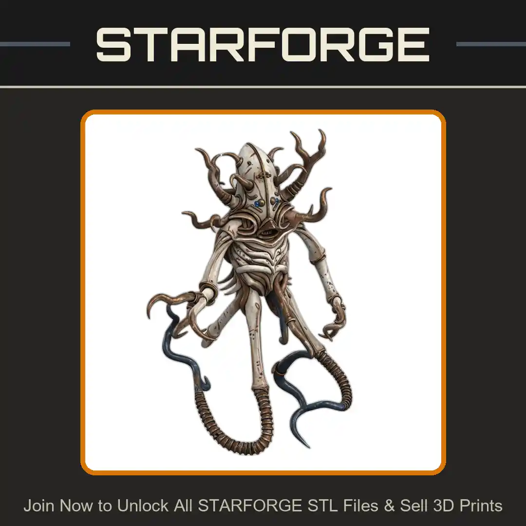 28mm Alien Tentacle Creature with Armor and Horns Sci-Fi Monster Design - 3D Printable STL File