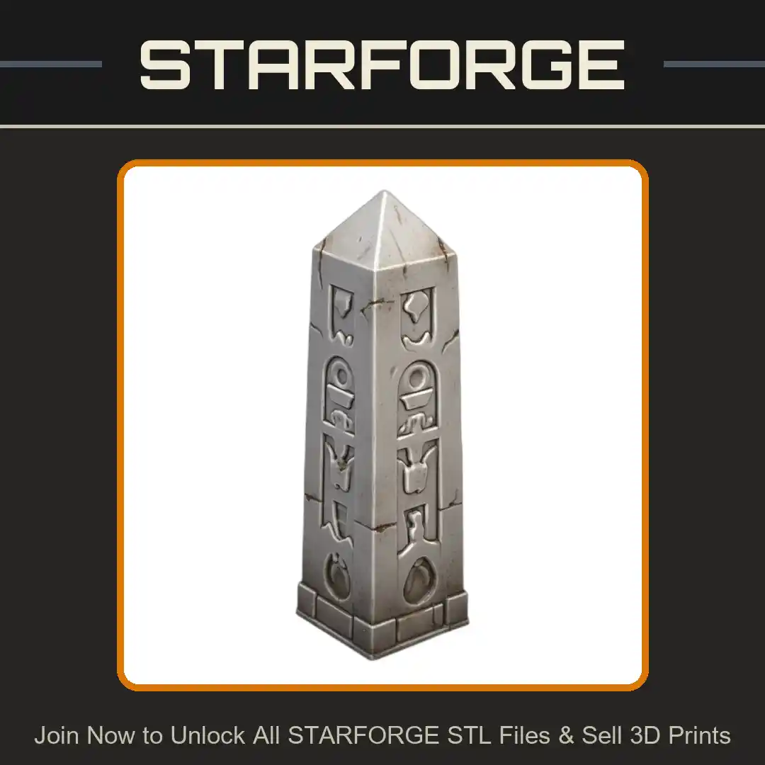 28mm Ancient Stone Obelisk Hieroglyphs Pyramid Top - 3D Printable STL File