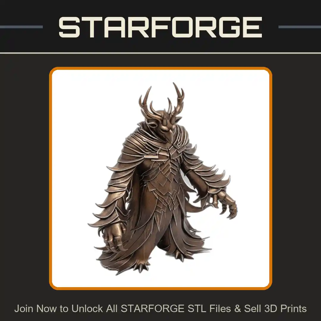 28mm Antlered Forest Guardian Cloaked Robes Clawed Hands Mystical Creature - 3D Printable STL File