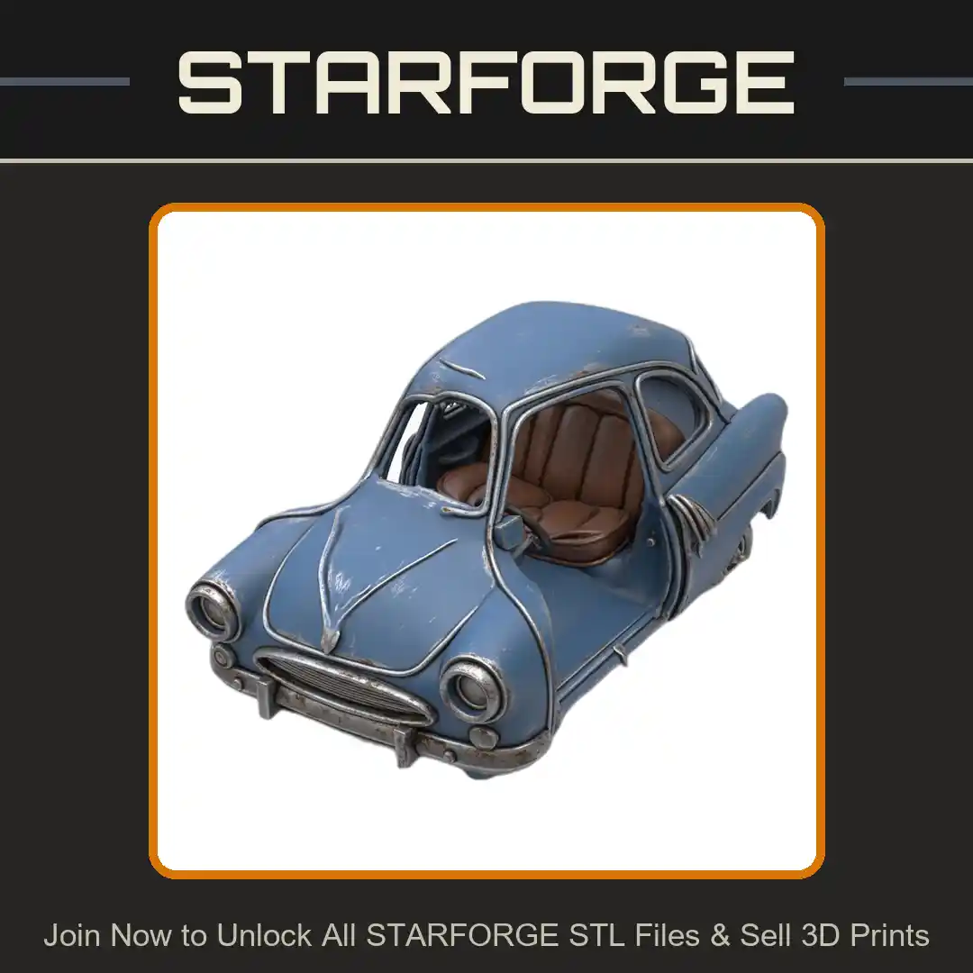 28mm Classic Vintage Car Model Open Doors Detailed Interior Design - 3D Printable STL File