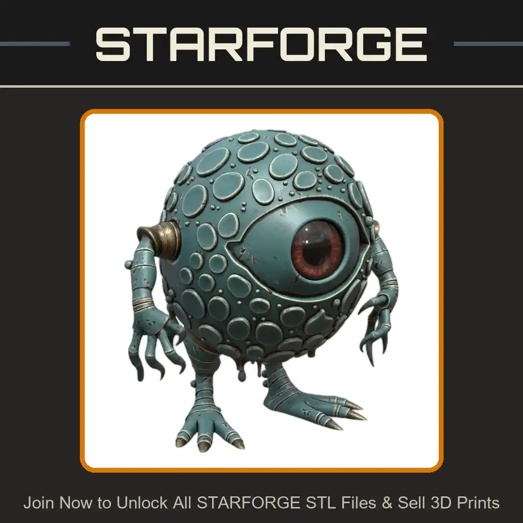 28mm Cyclopean Alien Creature with Textured Skin and Clawed Hands - 3D Printable STL File