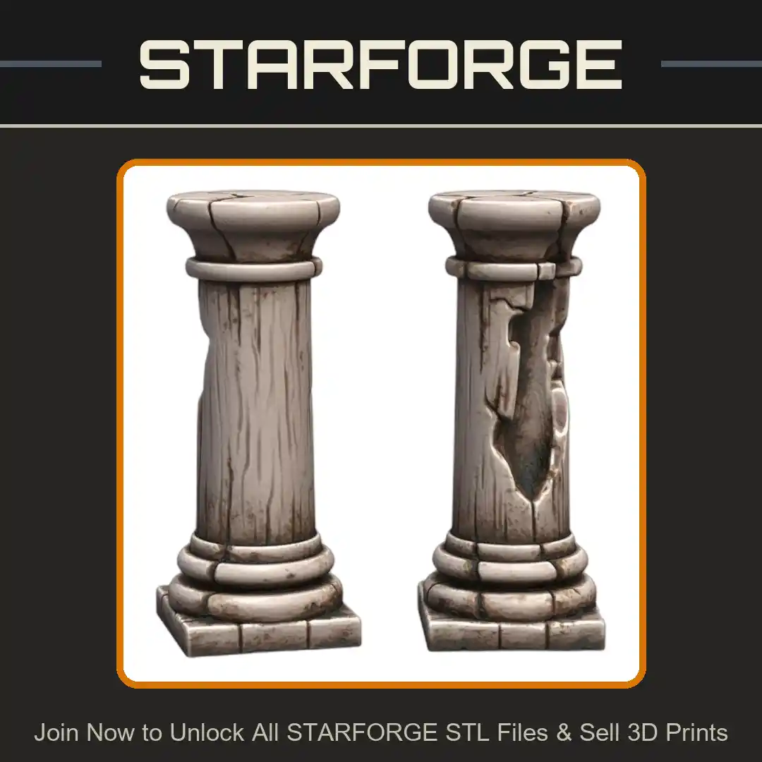 28mm DND Ancient Ruins Weathered Pillar Column Model - 3D Printable STL File
