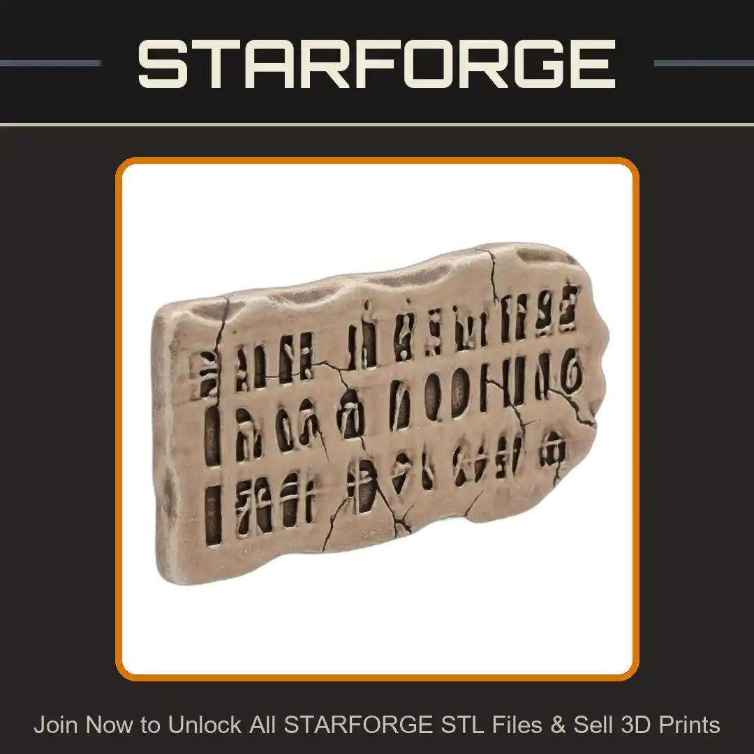 28mm DND Ancient Rune-Inscribed Stone Tablet - 3D Printable STL File