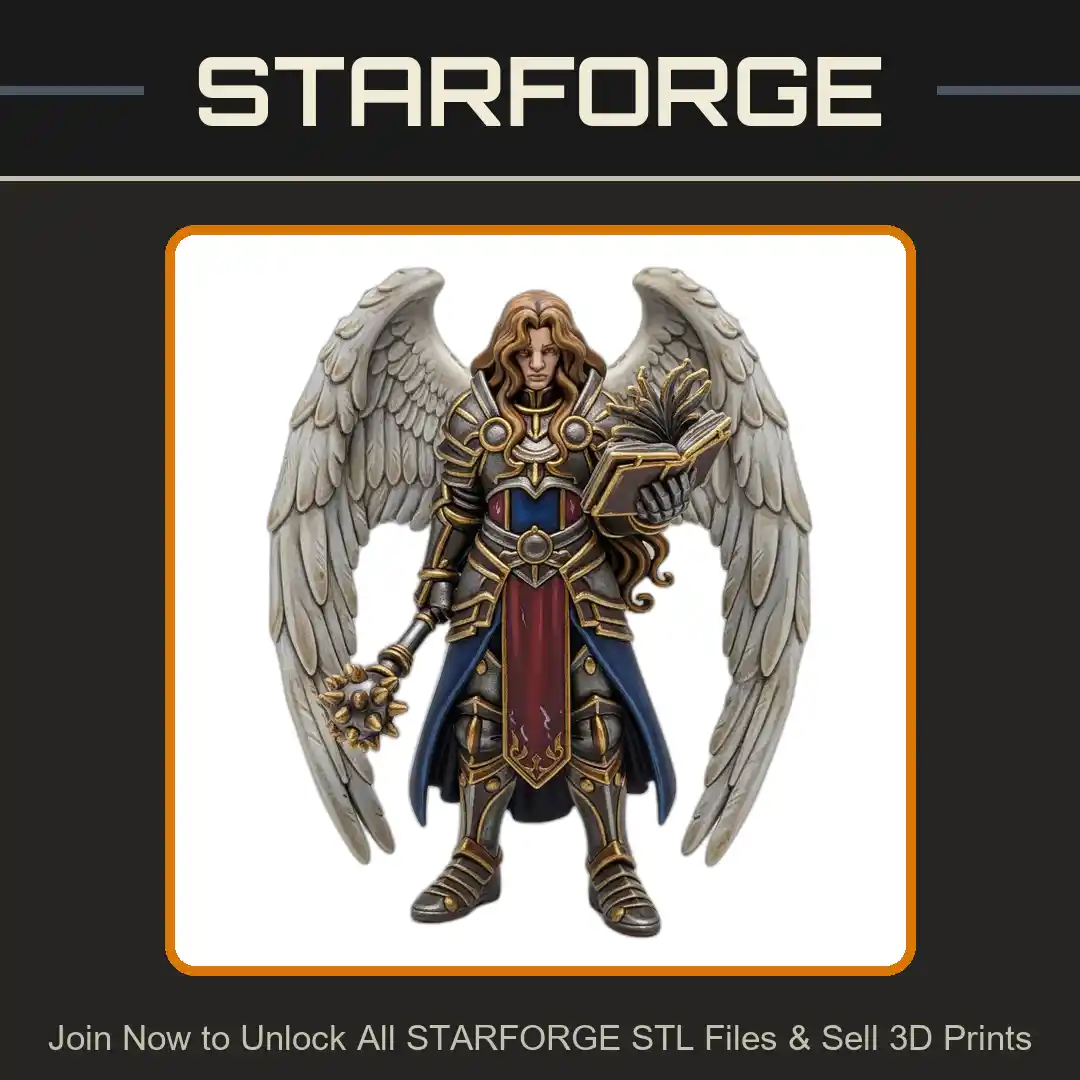 28mm DND Angel Warrior Wings Armor Mace Spellbook Celestial Guardian - 3D Printable STL File