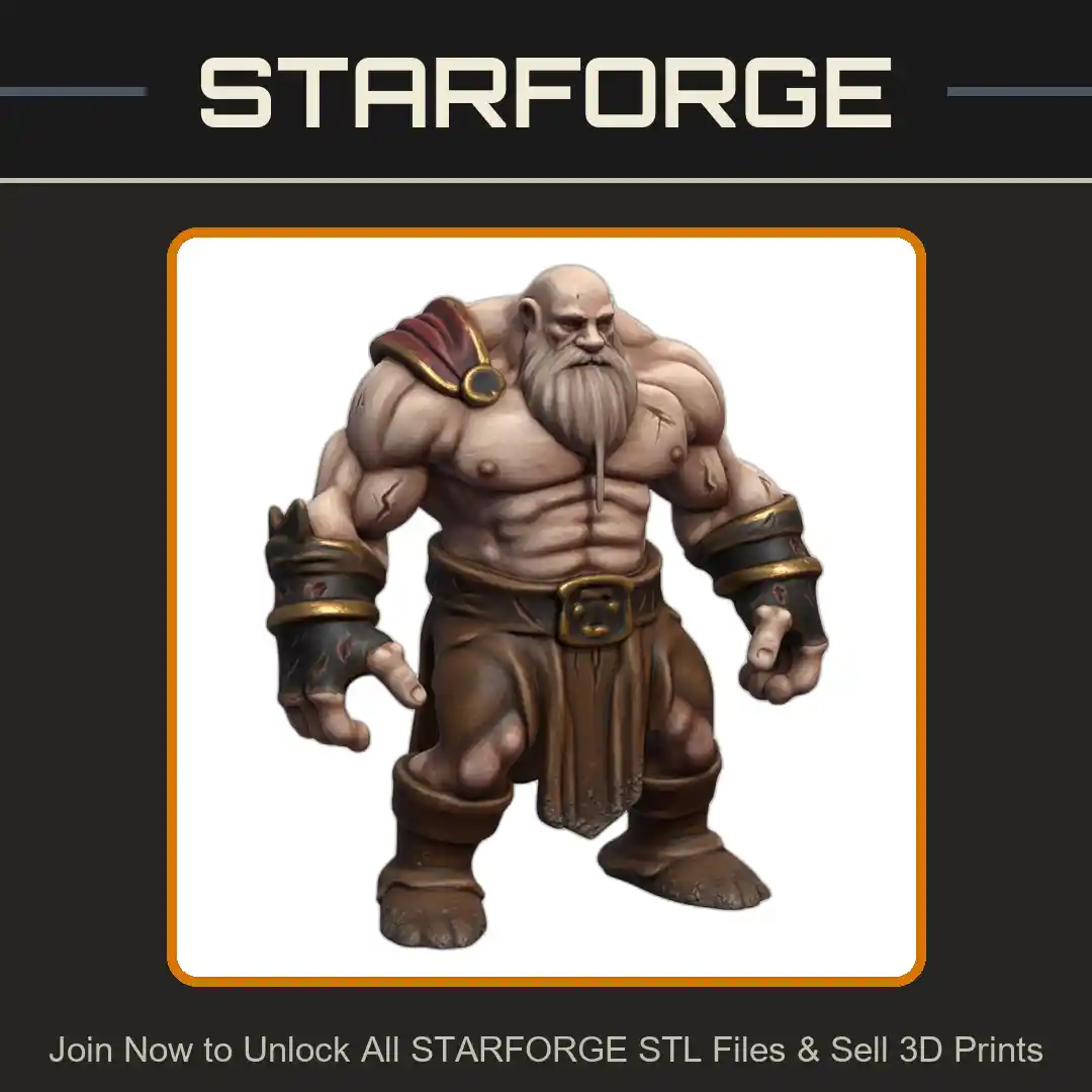 28mm DND Bearded Barbarian Warrior Fantasy Miniature - 3D Printable STL File