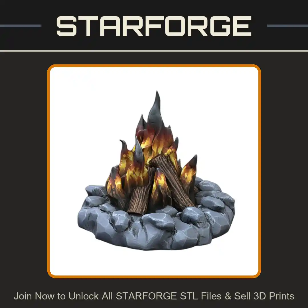 28mm DND Campfire Fantasy Terrain Miniature for Tabletop Gaming - 3D Printable STL File
