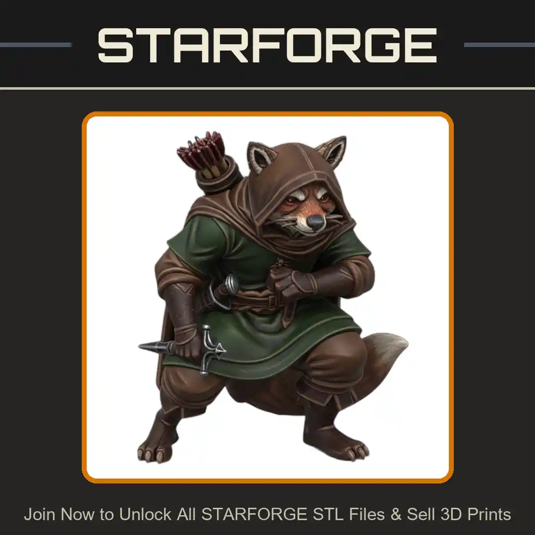 28mm DND Cat Rogue Archer Hooded Cloak Bow Quiver Daggers Stealth Pose - 3D Printable STL File