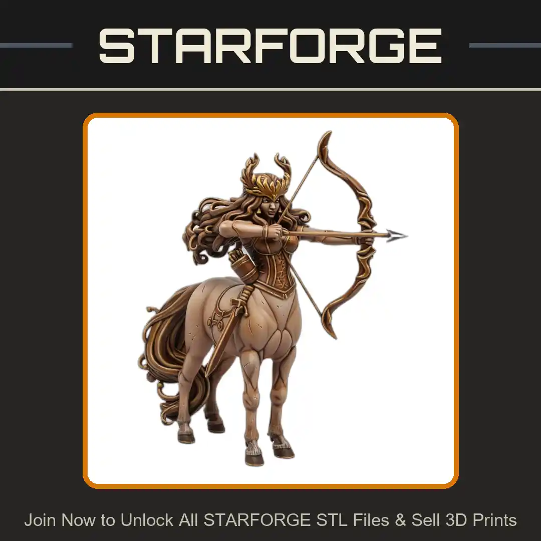28mm DND Centaur Archer Bow Drawn Long Flowing Hair Horns Mythical Creature - 3D Printable STL File