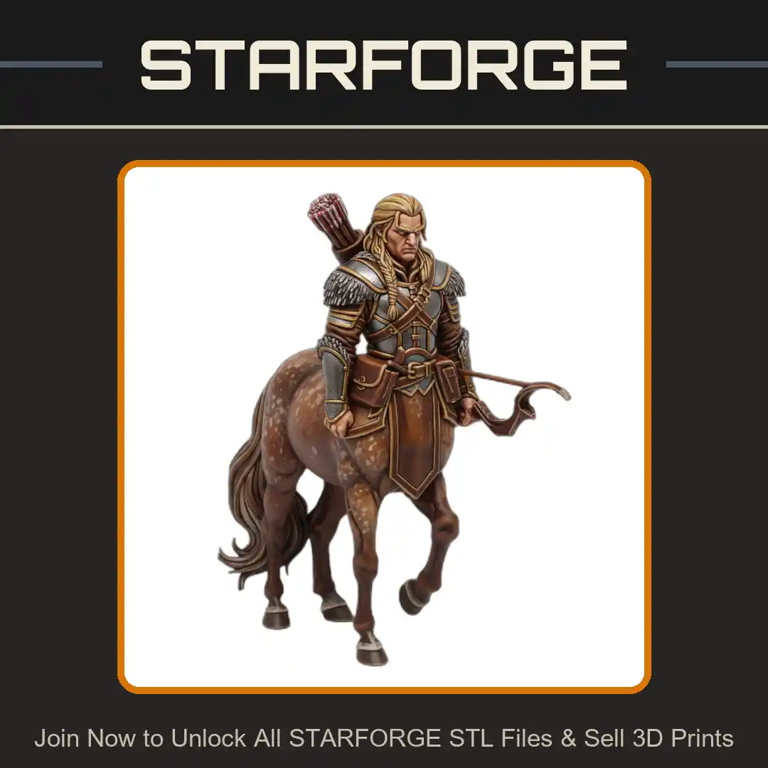 28mm DND Centaur Archer Bow Quiver Fur Armor Warrior Stance - 3D Printable STL File