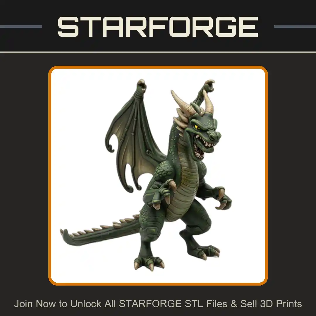 28mm DND Dragon Standing Wings Raised Horned Tail Spikes Fierce Expression - 3D Printable STL File