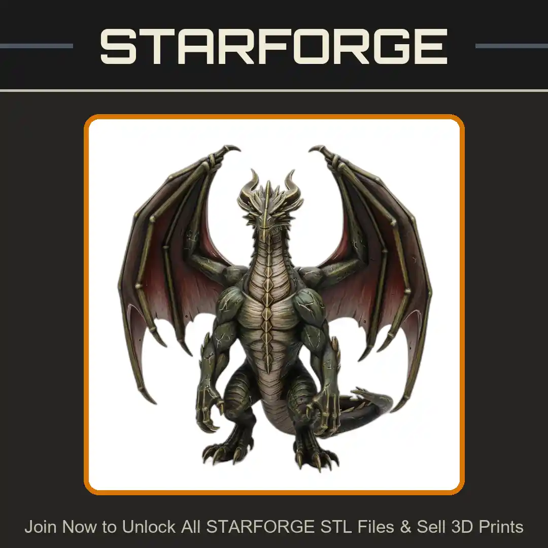 28mm DND Dragon Standing Wings Spread Claws Bared Horned Head Scaled Body - 3D Printable STL File