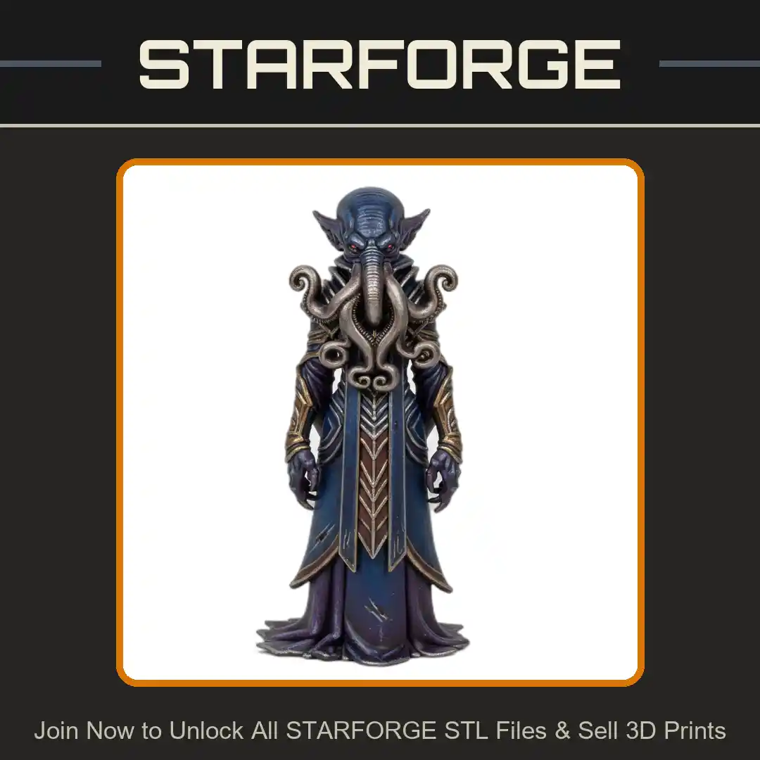28mm DND Eldritch Tentacled Sorcerer Robes Intricate Armor Alien Features - 3D Printable STL File