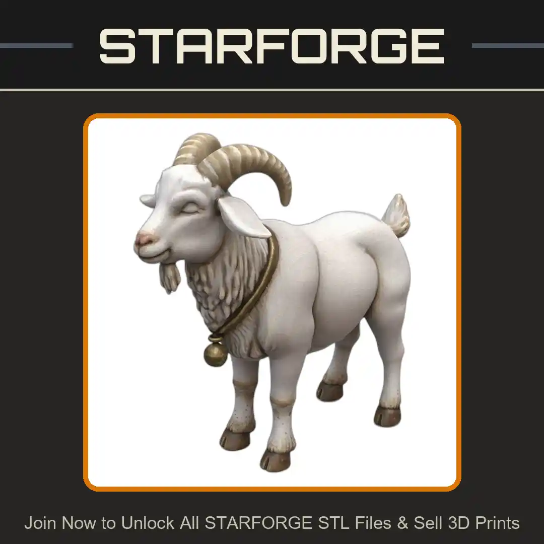 28mm DND Faithful Goat Companion Guardian Fantasy Miniature - 3D Printable STL File