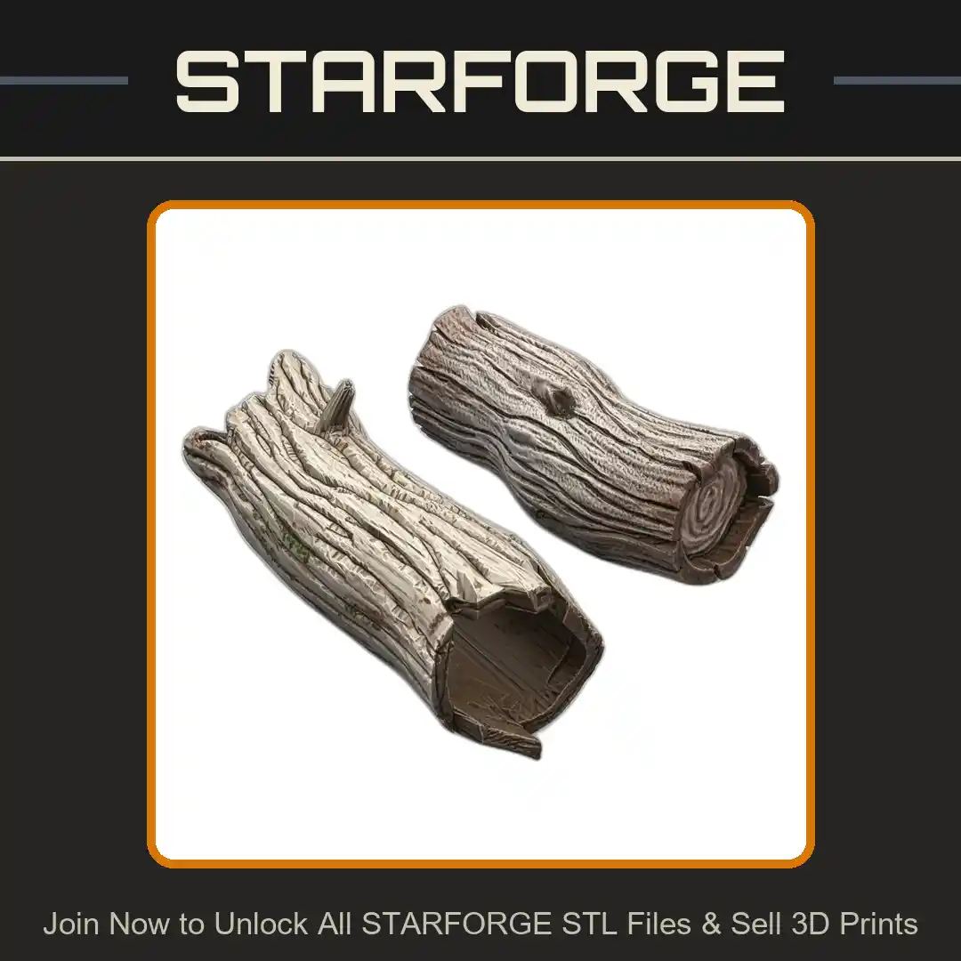 28mm DND Fallen Log Set (Hollow and Solid) Forest Terrain Miniature - 3D Printable STL File