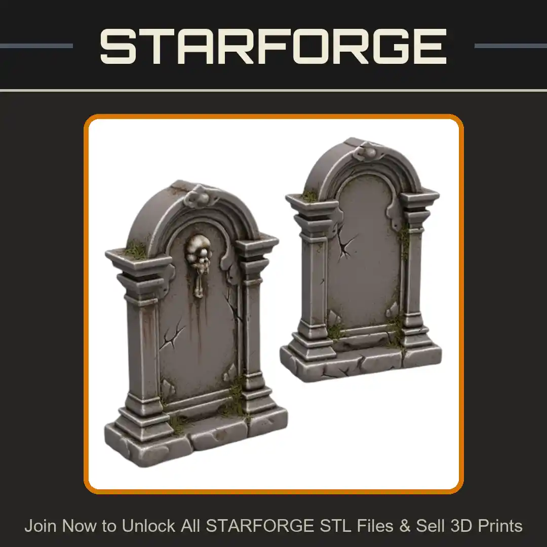 28mm DND Fantasy Gravestone Set for Cemetery Terrain - 3D Printable STL File