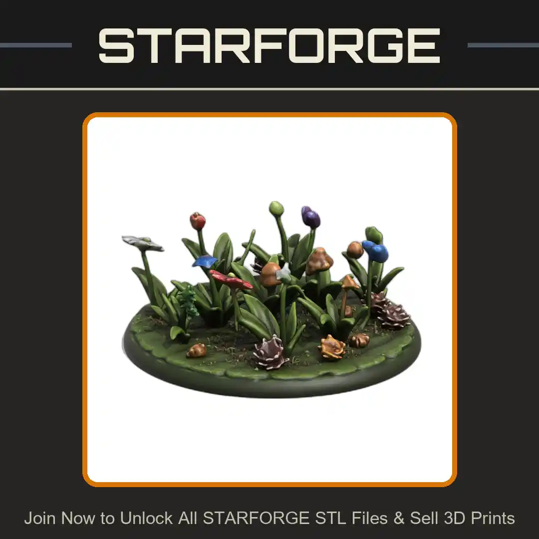 28mm DND Fantasy Lush Flora Wildflower Patch Terrain - 3D Printable STL File