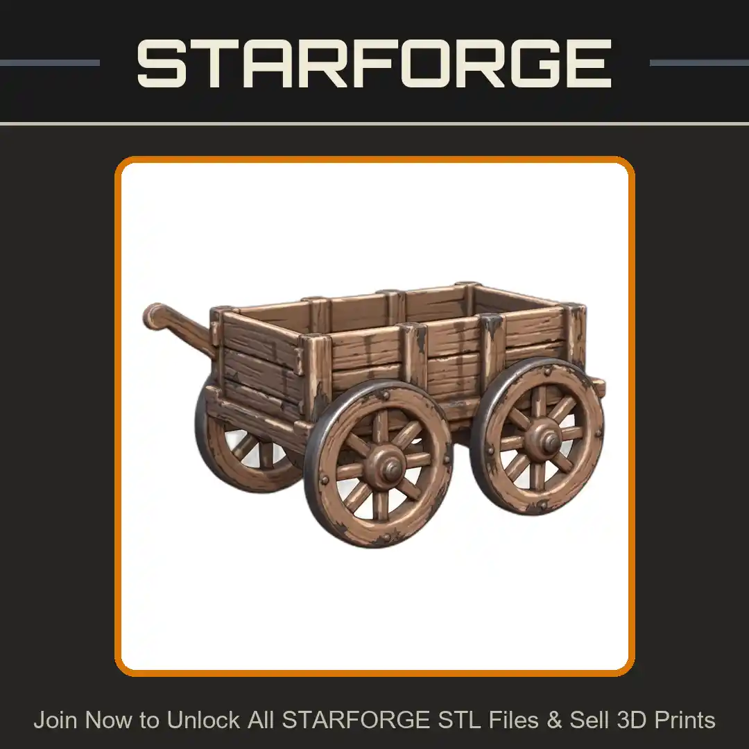 28mm DND Fantasy Merchant Cargo Wagon for Supplies - 3D Printable STL File