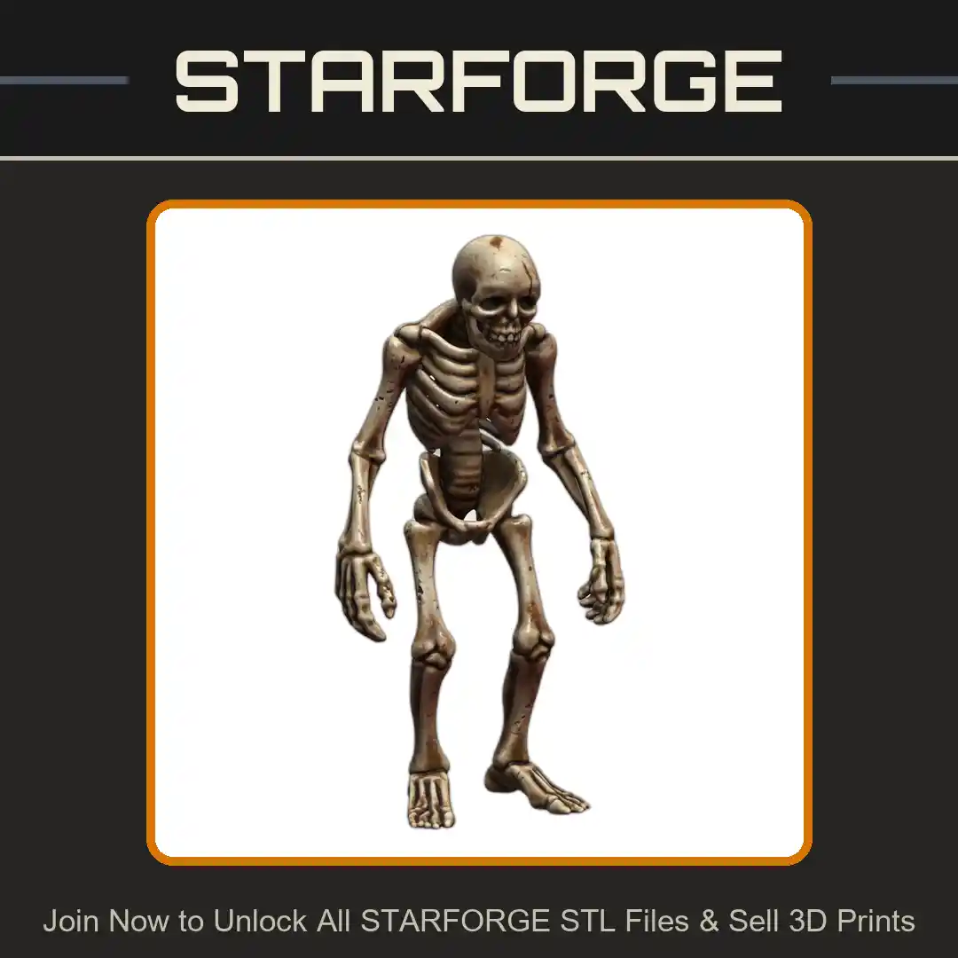 28mm DND Fantasy Mini Classic Undead Skeleton Figure - 3D Printable STL File