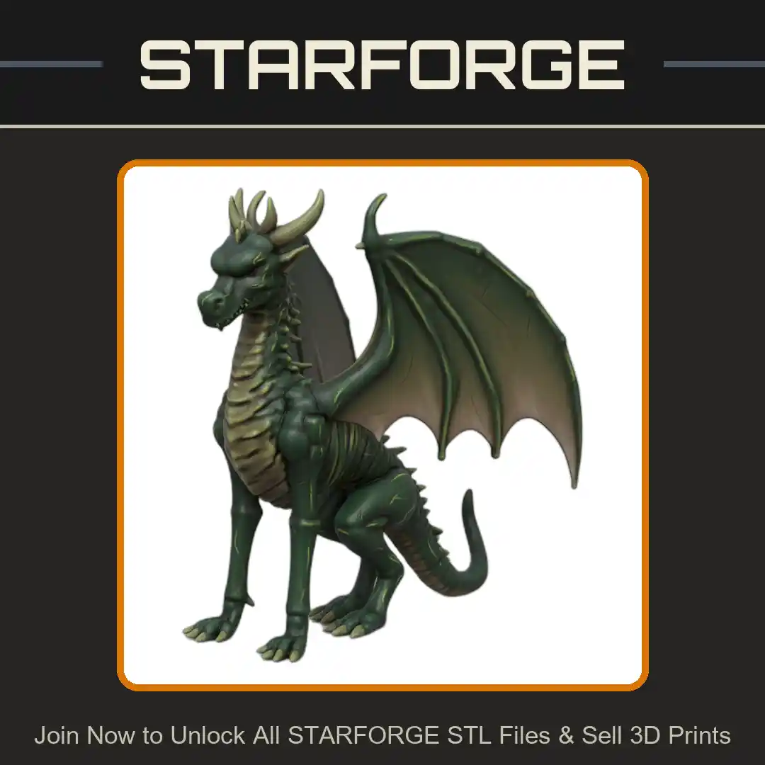 28mm DND Fantasy Mini Fearsome Undead Dragon Figurine - 3D Printable STL File