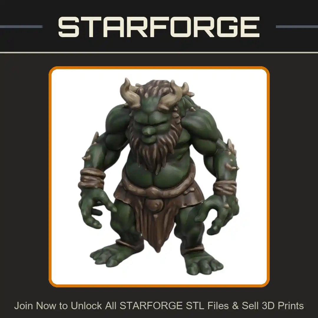 28mm DND Fantasy Mini Ferocious Minotaur Beast with Horns - 3D Printable STL File