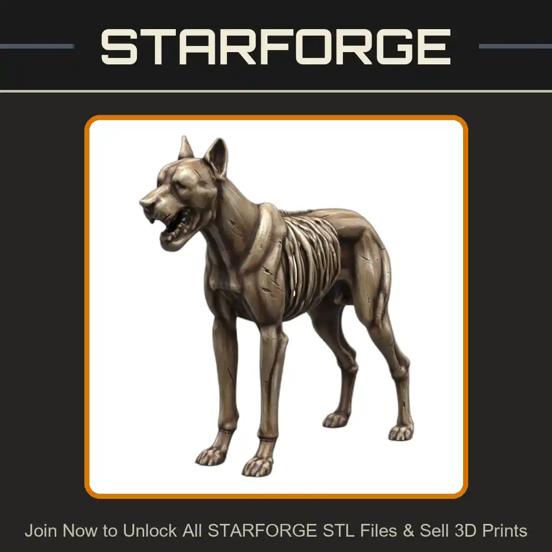 28mm DND Fantasy Mini Undead Grotesque Hound Model - 3D Printable STL File